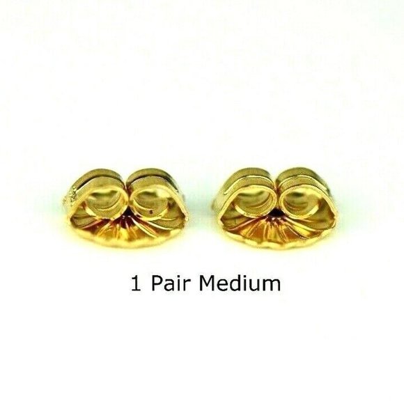 Solid 14K White or Yellow Gold Earring Backs Butterfly 2 Small Pair Findings - Picture 4 of 14